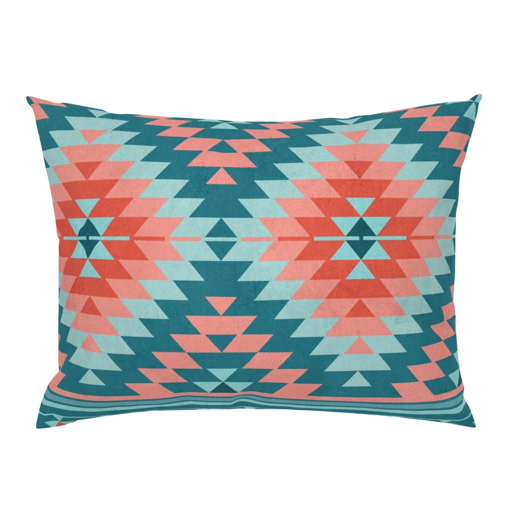 kilim teal coral