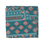 kilim teal coral