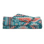 kilim teal coral