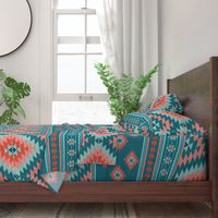 kilim teal coral