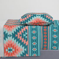 kilim teal coral