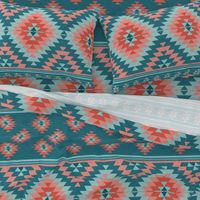 kilim teal coral