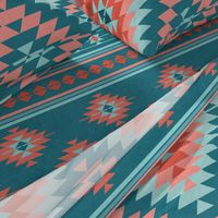 kilim teal coral