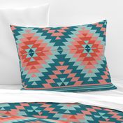 kilim teal coral