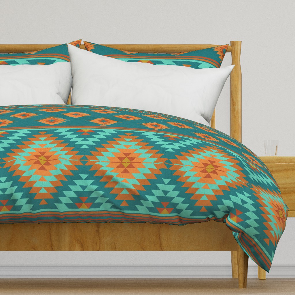 kilim teal orange