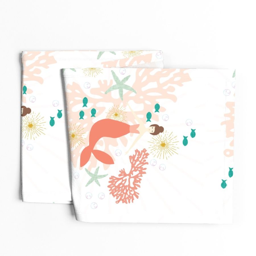 6 loveys: coral reef mermaid single motif brunette // no lines