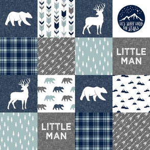 Happy Camper / Little Man - bear and buck - navy and dusty blue 