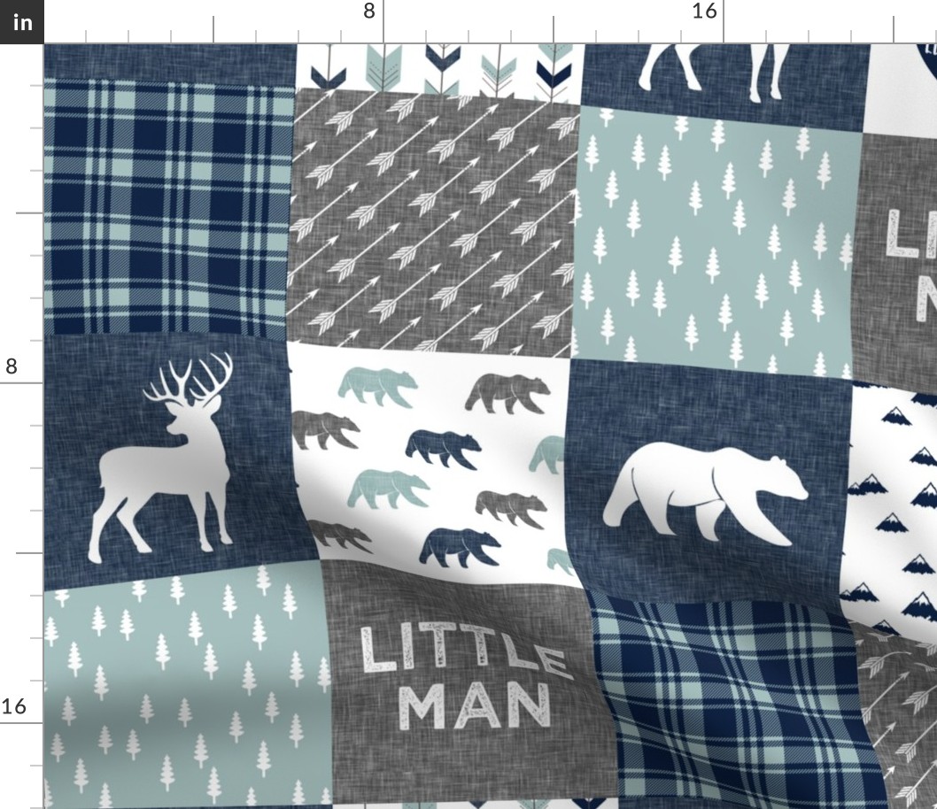 Happy Camper / Little Man - bear and buck - navy and dusty blue 