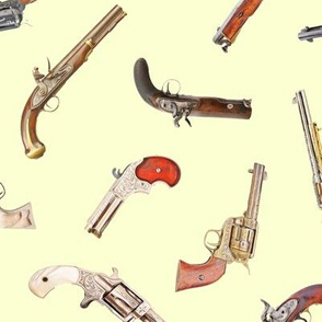 Antique Pistols on Pale Yellow // Large