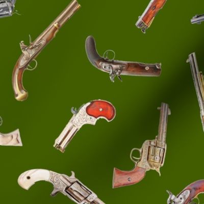 Antique Pistols on Green // Large