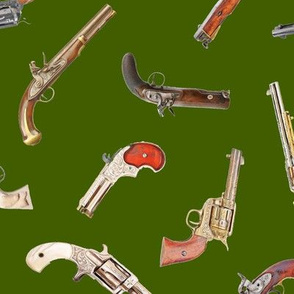 Antique Pistols on Green // Large