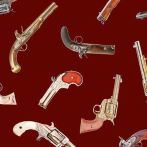 Antique Pistols on Burgundy // Large
