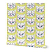 Hipster Kitten Pastel Yellow