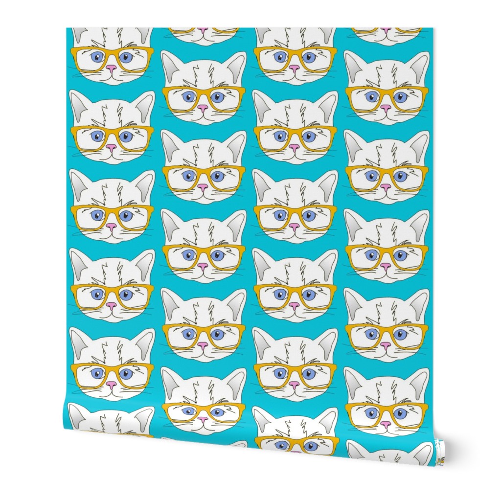 Hipster Kitten Turquoise Blue