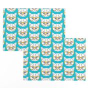 Hipster Kitten Turquoise Blue