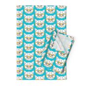 Hipster Kitten Turquoise Blue