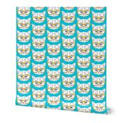 Hipster Kitten Turquoise Blue Small