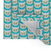 Hipster Kitten Turquoise Blue Small