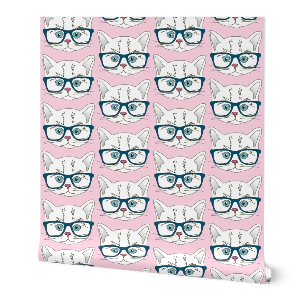 Hipster Kitten Pastel Baby Pink Small