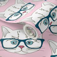 Hipster Kitten Pastel Baby Pink Small