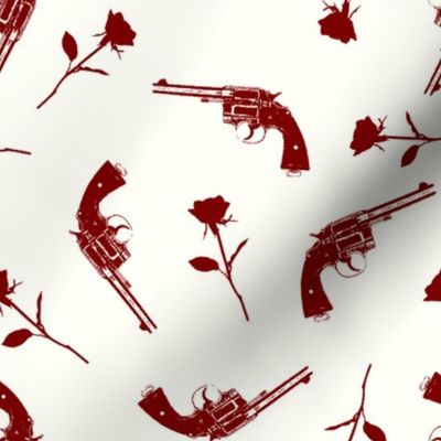Red Guns & Roses on Ivory // Large