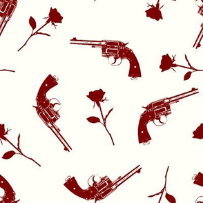 Red Guns & Roses on Ivory // Large