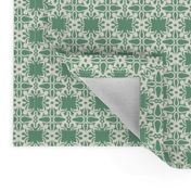 Raina, Quatrefoil, Green and Cream, Small