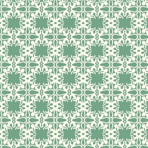 Raina, Quatrefoil, Green and Cream, Small