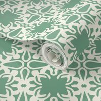 Raina, Quatrefoil, Green and Cream, Medium