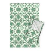 Raina, Quatrefoil, Green and Cream, Medium