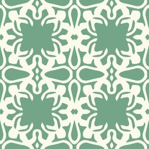 Raina, Quatrefoil, Green and Cream, Medium