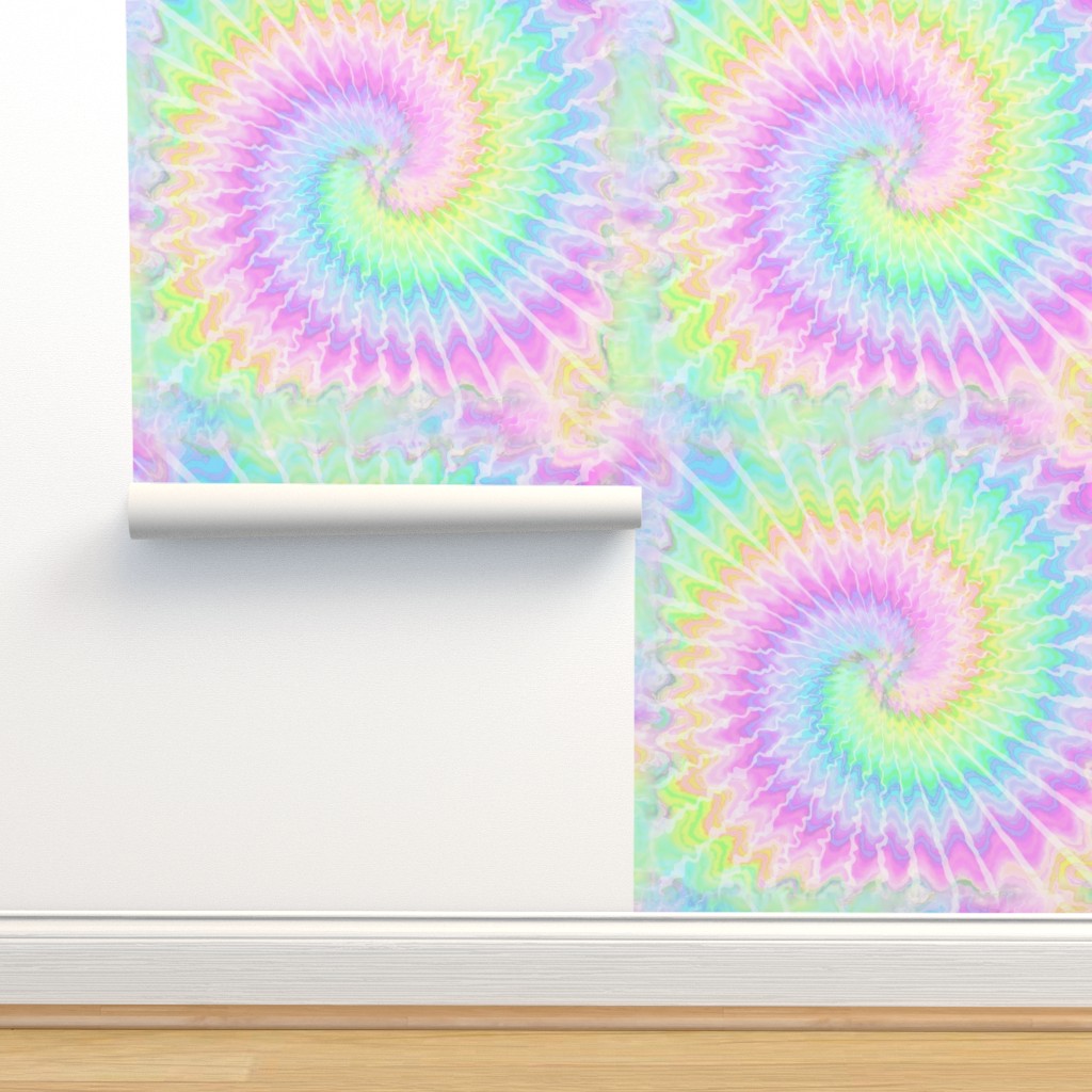2 tie dye pastel rainbow colourful Wallpaper | Spoonflower