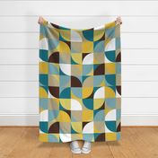 retro mod squares white mustard blue brown 