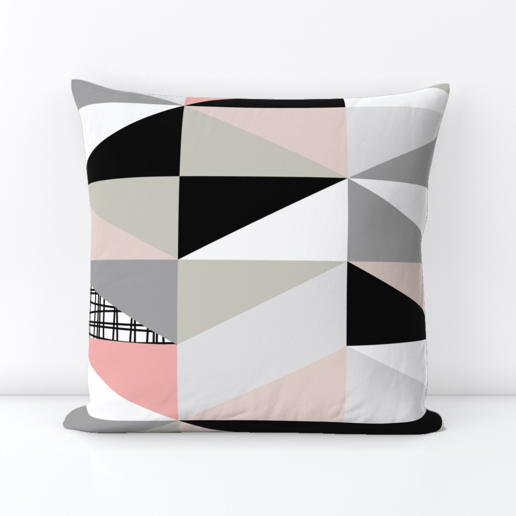 NORDIC Color Block Triangles Black White Pink Grey