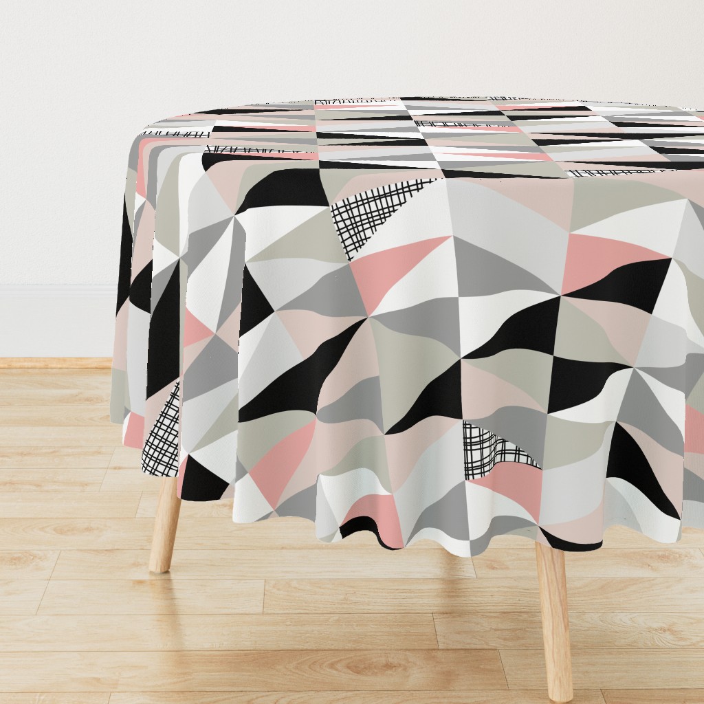 NORDIC Color Block Triangles Black White Pink Grey