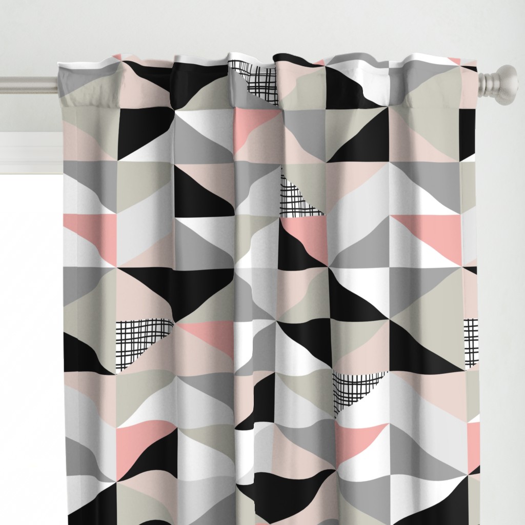 NORDIC Color Block Triangles Black White Pink Grey