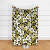 Floral Doodles mustard black white