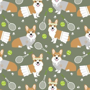 corgi red coat tennis sports dog breed fabric green