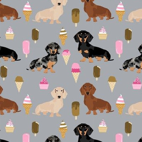 dachshunds mixed coats doxie ice cream summer dog breed fabric grey