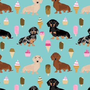 dachshunds ice cream summer dog breed fabric blue