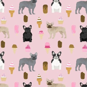french bulldogs ice cream summer dog breed fabric pink