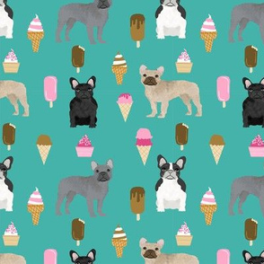 french bulldogs ice cream summer dog breed fabric teal