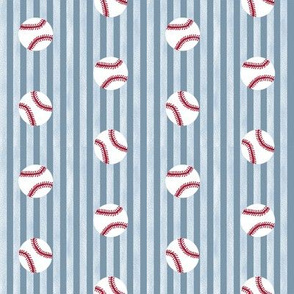 baseball sports themed baseballs fabric design blue stripes