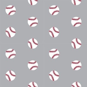 baseball sports themed baseballs fabric design grey