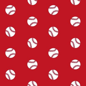 baseball sports themed baseballs fabric design red