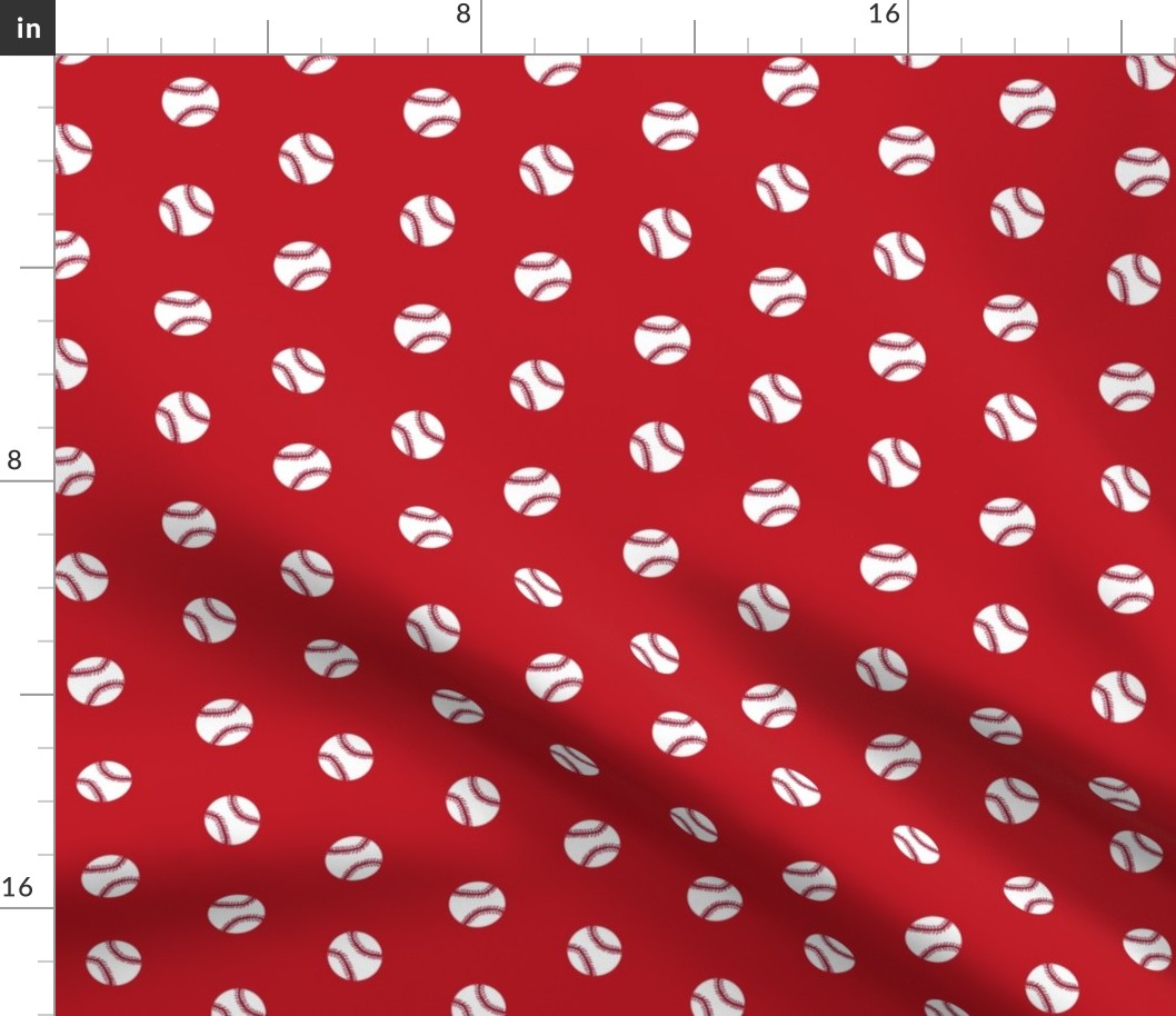 baseball sports themed baseballs fabric design red