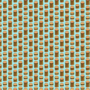 (micro scale) I love hamburgers -cookout fabric - blue - C18BS