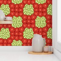 Grid of Tomato Slices on Pickle Background