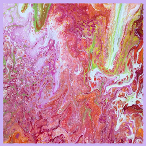 Marble 6  - Spring Flowers in violet, pinks, Orange