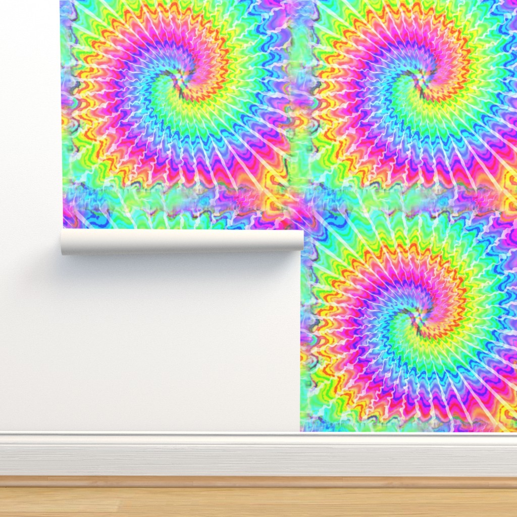 1 tie dye rainbow colourful psychedelic Wallpaper | Spoonflower